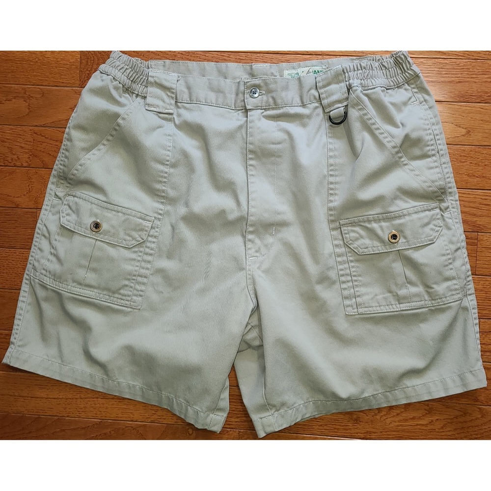 Vtg Haband Mens Tan Flat Front Chino Medium Wash Short Size 38 Camp Hike Pockets